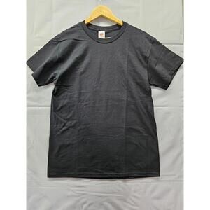Hanes Men’s Black T-Shirt Size M Classic Fit Cotton Crew Neck Short Sleeve Tee